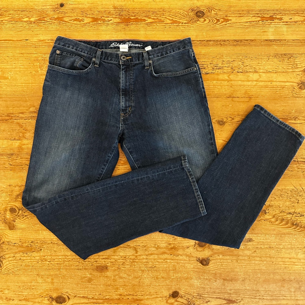 Eddie Bauer Men's Dark Blue Straight Jeans 36 x 34